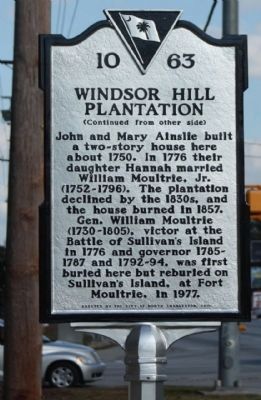 Windsor Hill Plantation Marker, reverse side image. Click for full size.