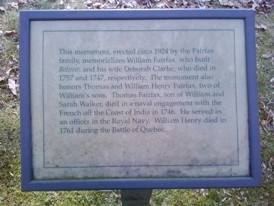 Fairfax Monument Marker image. Click for full size.