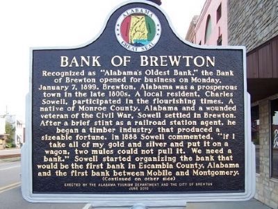 Bank of Brewton Marker - Side A image. Click for full size.