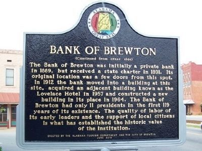 Bank of Brewton Marker - Side B. Click for full size. Bank of Brewton Marker - Side B image. Click for full size.