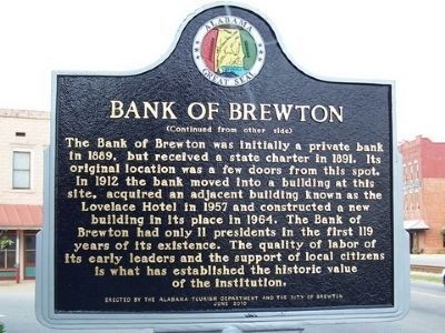 Bank of Brewton Marker - Side B image. Click for full size.