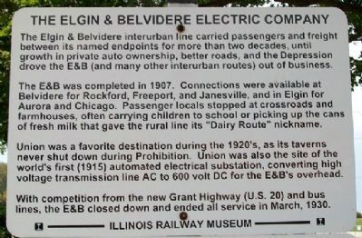 The Elgin & Belvidere Electric Company Marker - Upper. Click for full size. The Elgin & Belvidere Electric Company Marker - Upper image. Click for full size.