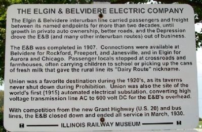 The Elgin & Belvidere Electric Company Marker - Upper image. Click for full size.