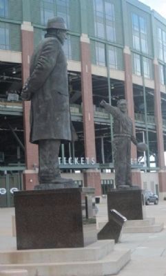 Vince Lombardi and Curly Lambeau Statues in Bob Harlan Plaza image. Click for full size.