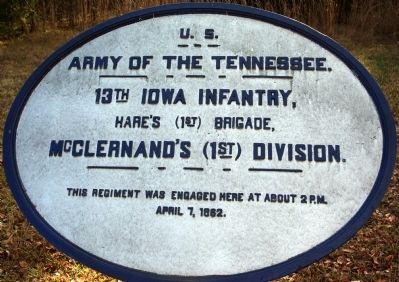 13th Iowa Infantry Marker. Click for full size. 13th Iowa Infantry Marker image. Click for full size.