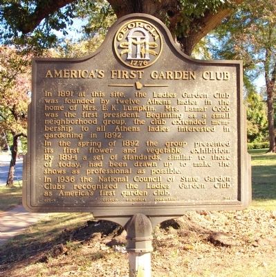 America’s First Garden Club Marker. Click for full size. America’s First Garden Club Marker image. Click for full size.