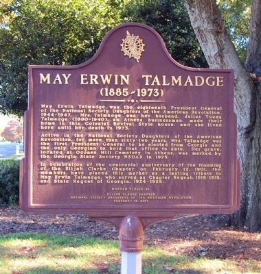 May Erwin Talmadge Marker image. Click for full size.
