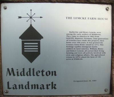 The Lemcke Farm House Marker image. Click for full size.
