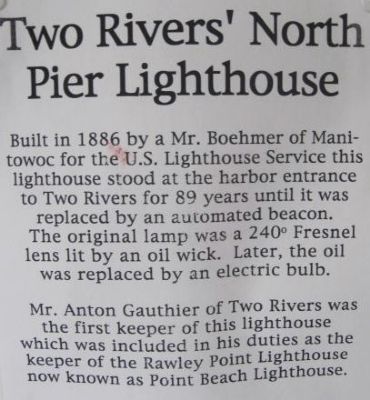 Two Rivers' North Pier Lighthouse Marker image. Click for full size.