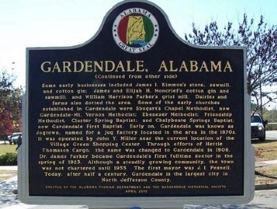 Gardendale, Alabama Marker - Side B image. Click for full size.