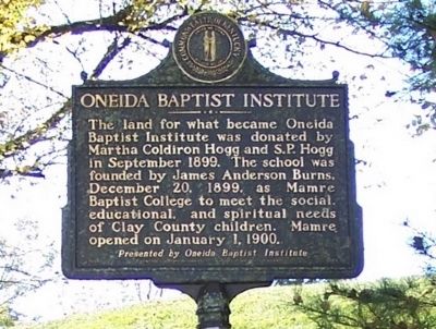 Oneida Baptist Institute Marker image. Click for full size.