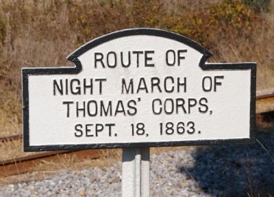 Route of Night March of Thomas Corps Marker. Click for full size. Route of Night March of Thomas Corps Marker image. Click for full size.