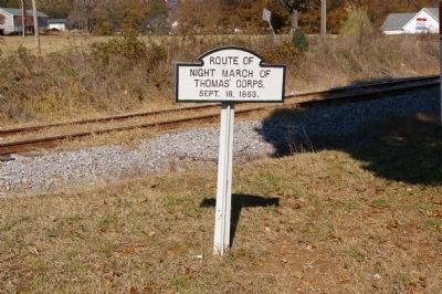 Route of Night March of Thomas Corps Marker. Click for full size. Route of Night March of Thomas Corps Marker image. Click for full size.