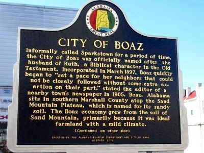 City of Boaz Marker - Side A image. Click for full size.