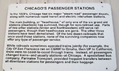 Chicago's Passenger Stations Marker. Click for full size. Chicago's Passenger Stations Marker image. Click for full size.