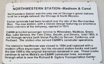 Chicago's Northwestern Station Marker. Click for full size. Chicago's Northwestern Station Marker image. Click for full size.