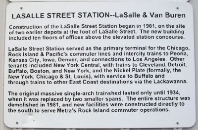 Chicago's LaSalle Street Station Marker. Click for full size. Chicago's LaSalle Street Station Marker image. Click for full size.