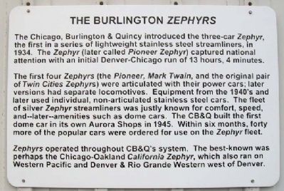 The Burlington <i>Zephyrs</i> Marker image. Click for full size.