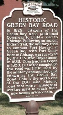 Historic Green Bay Road Marker. Click for full size. Historic Green Bay Road Marker image. Click for full size.