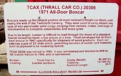 TCAX (Thrall Car Co.) 20306 Marker. Click for full size. TCAX (Thrall Car Co.) 20306 Marker image. Click for full size.