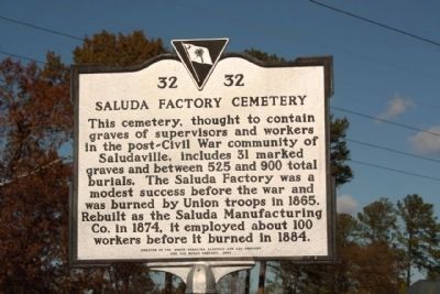 Saluda Factory Cemetery Marker image. Click for full size.