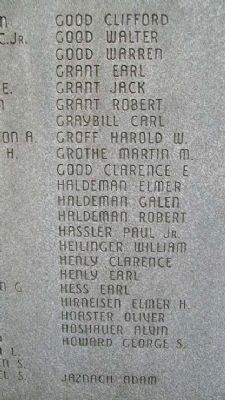 East Cocalico Twp World War II Memorial Honor Roll. Click for full size. East Cocalico Twp World War II Memorial Honor Roll image. Click for full size.