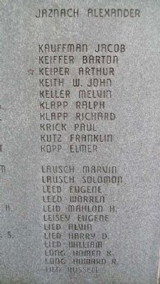East Cocalico Twp World War II Memorial Honor Roll. Click for full size. East Cocalico Twp World War II Memorial Honor Roll image. Click for full size.