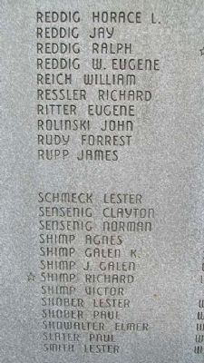 East Cocalico Twp World War II Memorial Honor Roll. Click for full size. East Cocalico Twp World War II Memorial Honor Roll image. Click for full size.