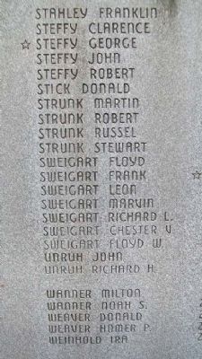 East Cocalico Twp World War II Memorial Honor Roll. Click for full size. East Cocalico Twp World War II Memorial Honor Roll image. Click for full size.