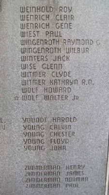 East Cocalico Twp World War II Memorial Honor Roll. Click for full size. East Cocalico Twp World War II Memorial Honor Roll image. Click for full size.