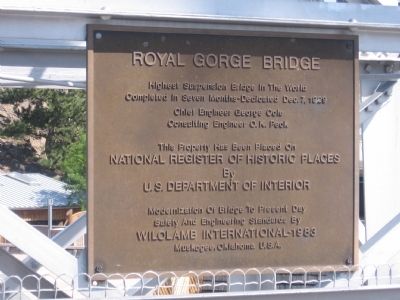 Royal Gorge Bridge Marker image. Click for full size.