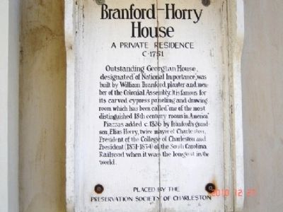 Branford-Horry House Marker image. Click for full size.