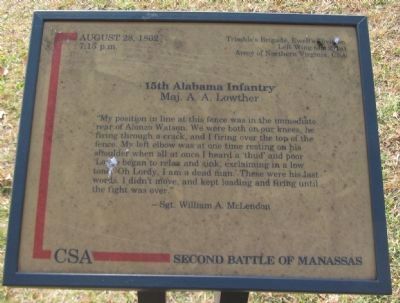 15th Alabama Infantry Marker. Click for full size. 15th Alabama Infantry Marker image. Click for full size.
