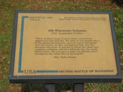 6th Wisconsin Infantry Marker. Click for full size. 6th Wisconsin Infantry Marker image. Click for full size.