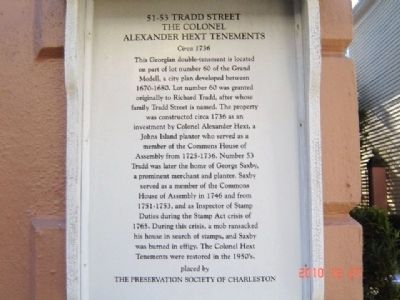The Colonel Alexander Hext Tenements Marker image. Click for full size.