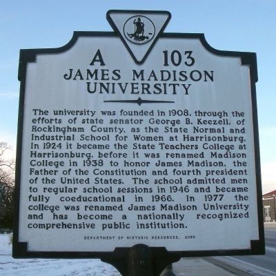 James Madison University Marker image. Click for full size.