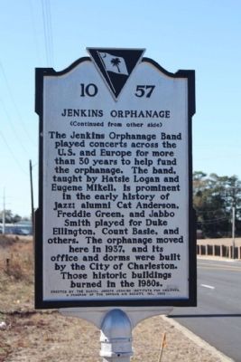 Jenkins Orphanage Marker, reverse side image. Click for full size.