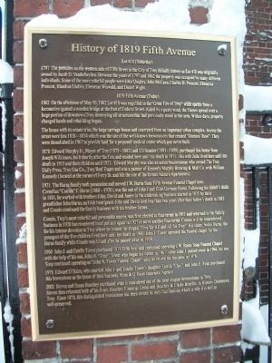 History of 1819 Fifth Avenue Marker image. Click for full size.