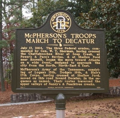 McPherson's Troops March to Decatur Marker image. Click for full size.