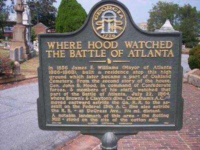 Where Hood Watched the Battle of Atlanta Marker image. Click for full size.