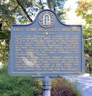 Lucy Cobb Institute Marker image. Click for full size.