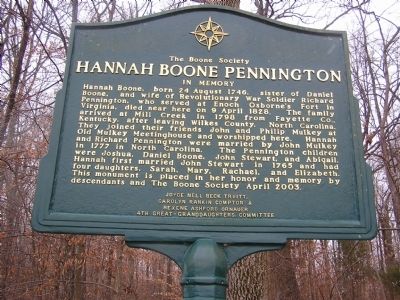 Hannah Boone Pennington Marker image. Click for full size.