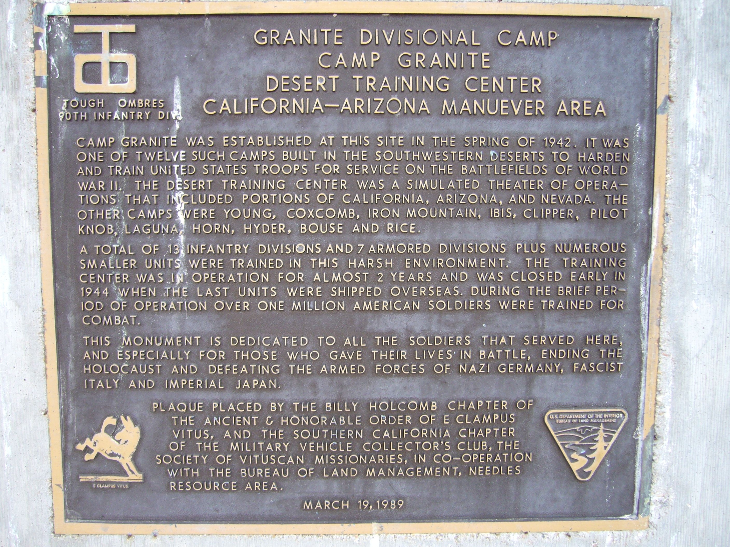 Granite Divisional Camp Marker