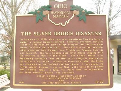 The Silver Bridge Disaster side of the marker image. Click for full size.