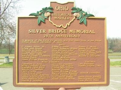 Silver Bridge Memorial side of the marker image. Click for full size.