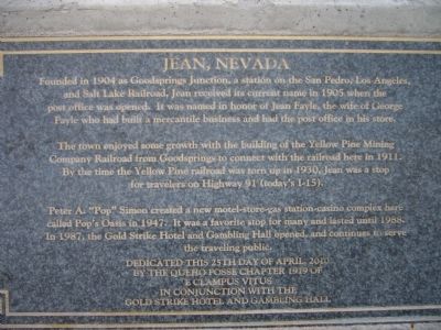 Jean, Nevada Marker image. Click for full size.
