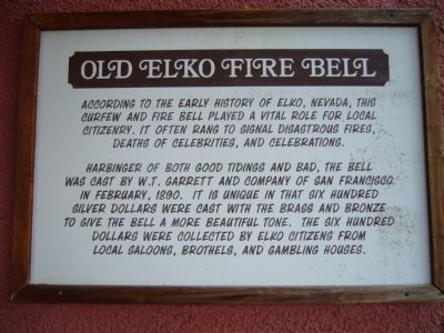 Old Elko Fire Bell Marker image. Click for full size.