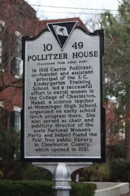 Pollitzer House Marker, reverse side image. Click for full size.