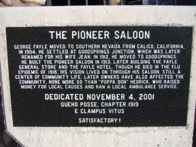 The Pioneer Saloon Marker. Click for full size. The Pioneer Saloon Marker image. Click for full size.