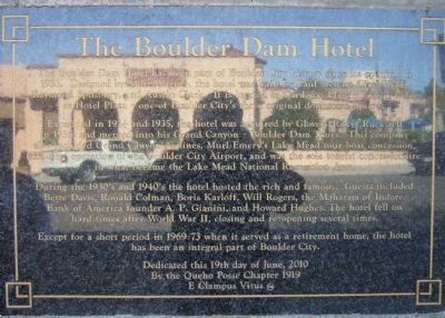 The Boulder Dam Hotel Marker image. Click for full size.